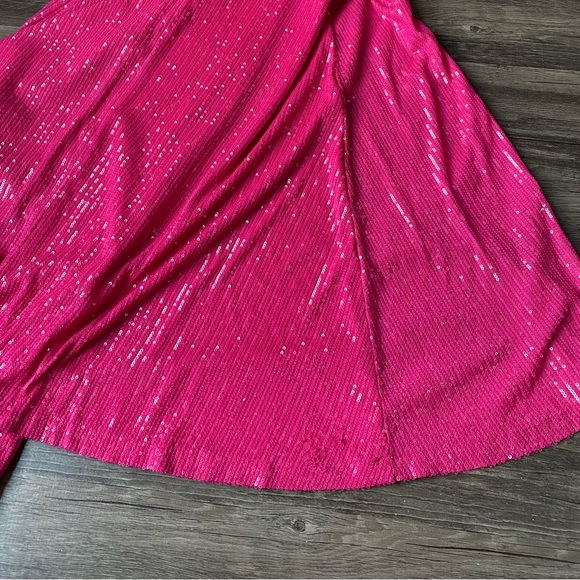 Windsor Women’s Fuchsia Sequin One Shoulder Promo Dress Size 6 - Picture 9 of 10